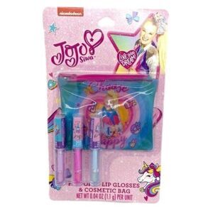 JoJo Siwa Flavored Lip Gloss and Cosmetic Bag Set NEW
